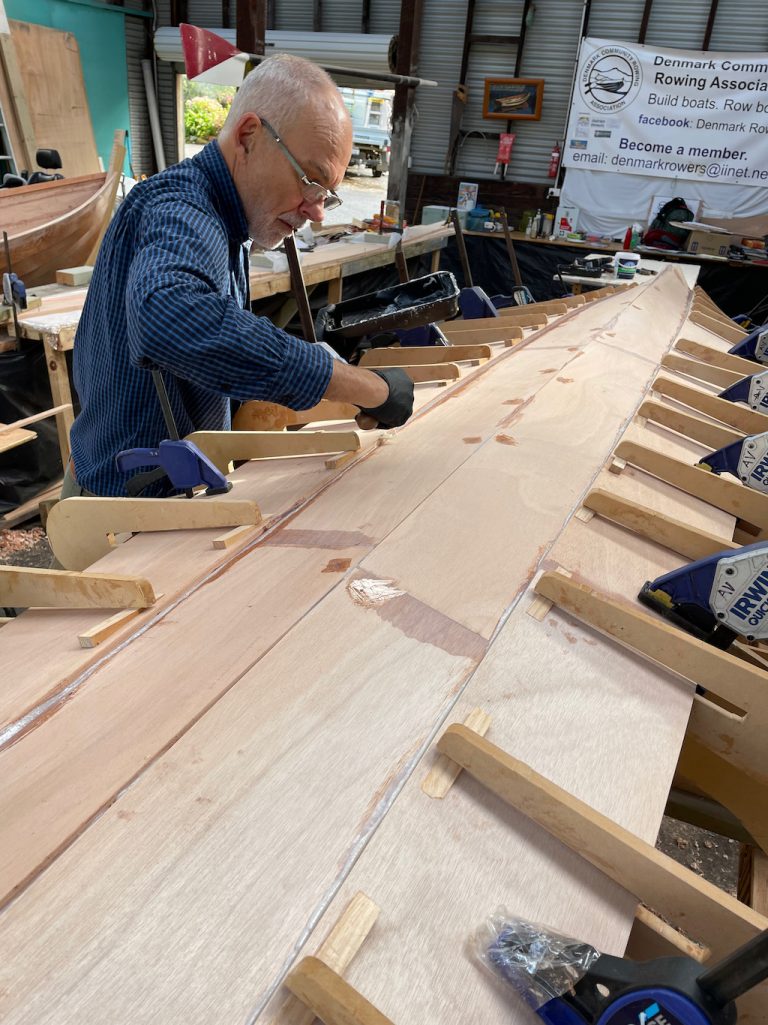 Day 55, Glueing Plank 2 on boat 2