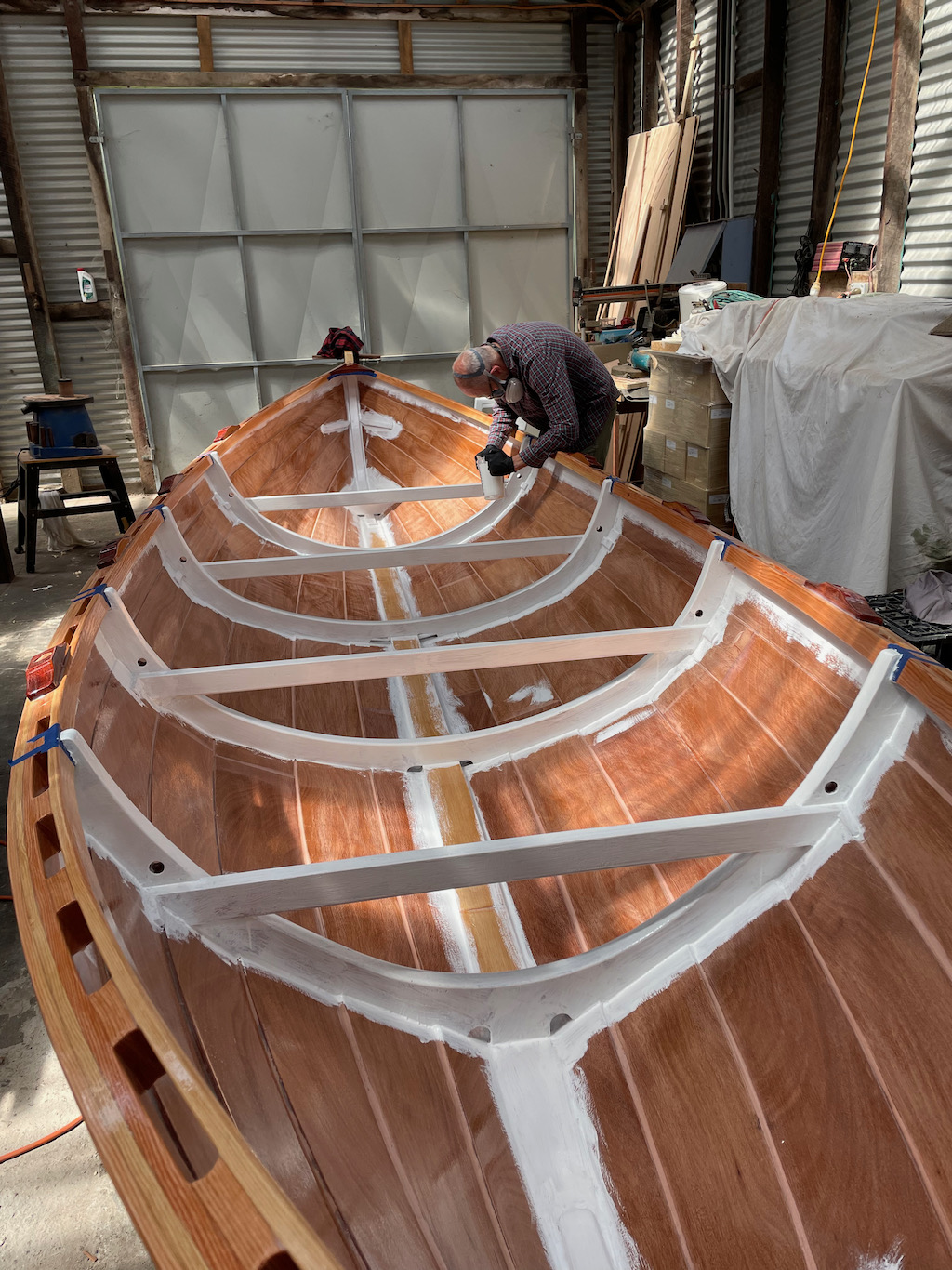 Day 96, Primer undercoat in boat 1 Denmark Rowers