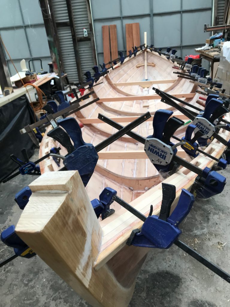 Day 116, Outer gunwales glued