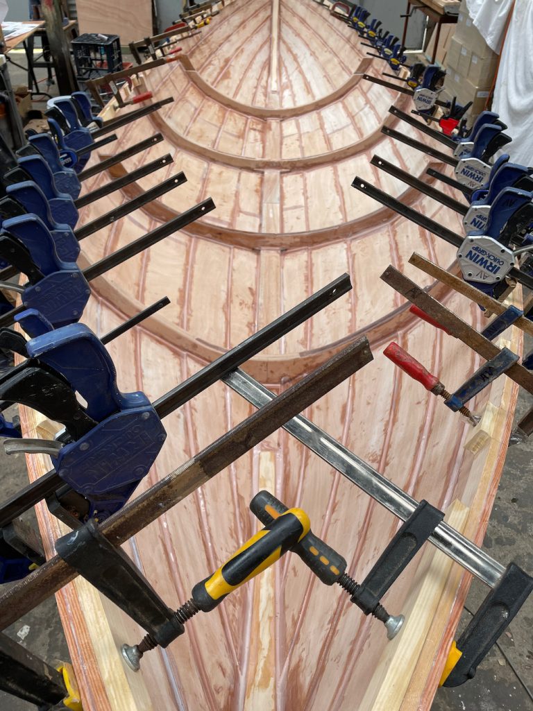 Day 105, Glueing gunwale blocks